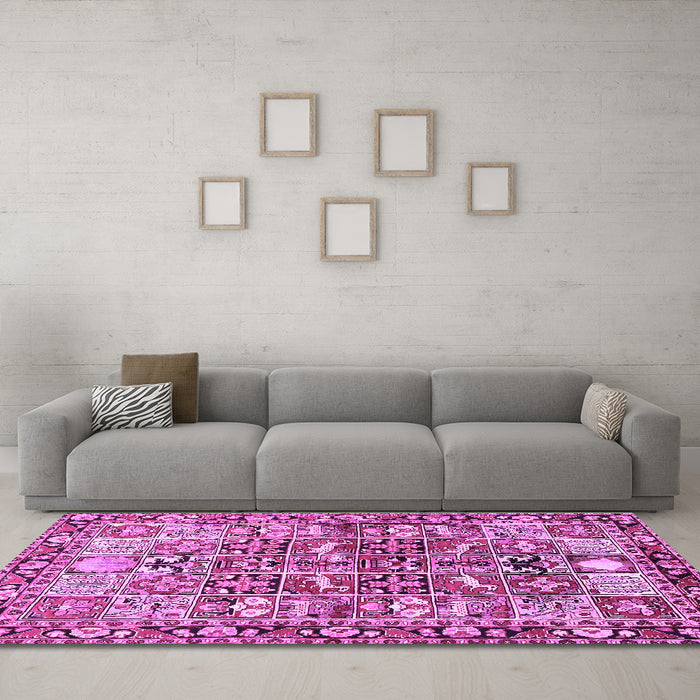 Machine Washable Persian Purple Traditional Area Rugs in a Living Room, wshtr3053pur