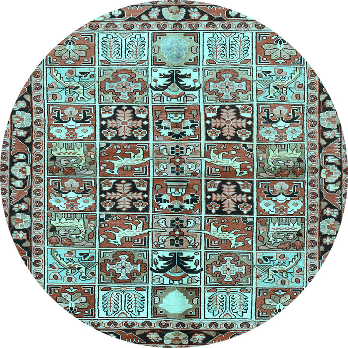 Round Machine Washable Persian Light Blue Traditional Rug, wshtr3053lblu