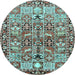 Round Machine Washable Persian Light Blue Traditional Rug, wshtr3053lblu