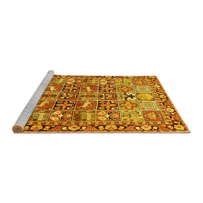 Sideview of Machine Washable Persian Yellow Traditional Rug, wshtr3053yw