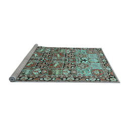 Sideview of Machine Washable Persian Light Blue Traditional Rug, wshtr3053lblu