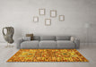 Machine Washable Persian Yellow Traditional Rug in a Living Room, wshtr3053yw