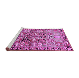 Sideview of Machine Washable Persian Purple Traditional Area Rugs, wshtr3053pur