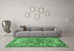 Machine Washable Persian Emerald Green Traditional Area Rugs in a Living Room,, wshtr3053emgrn