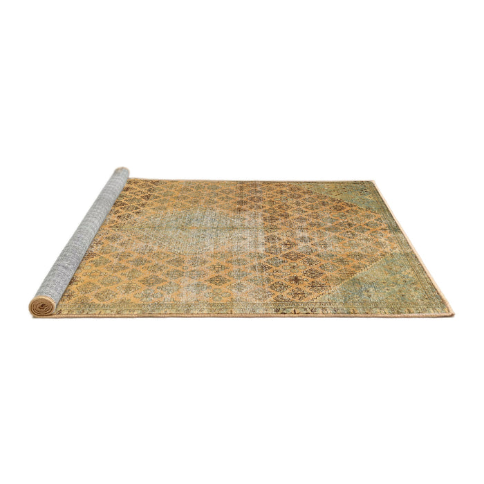 Sideview of Machine Washable Traditional Cinnamon Brown Rug, wshtr3054