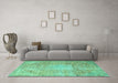 Machine Washable Persian Turquoise Traditional Area Rugs in a Living Room,, wshtr3054turq