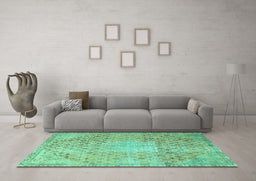 Machine Washable Persian Turquoise Traditional Area Rugs in a Living Room,, wshtr3054turq