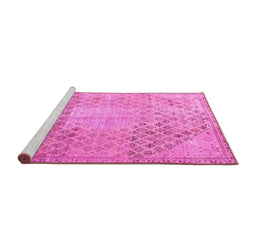Sideview of Machine Washable Persian Pink Traditional Rug, wshtr3054pnk