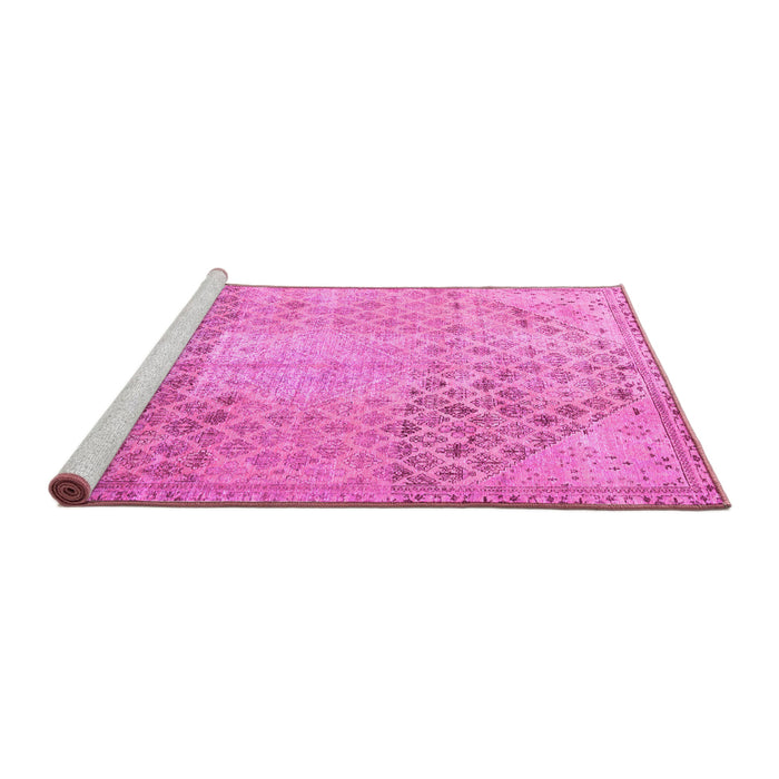 Sideview of Machine Washable Persian Pink Traditional Rug, wshtr3054pnk
