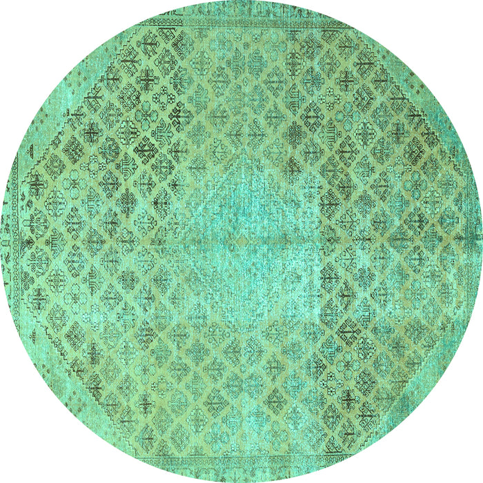 Round Persian Turquoise Traditional Rug, tr3054turq