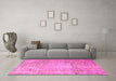 Machine Washable Persian Pink Traditional Rug in a Living Room, wshtr3054pnk