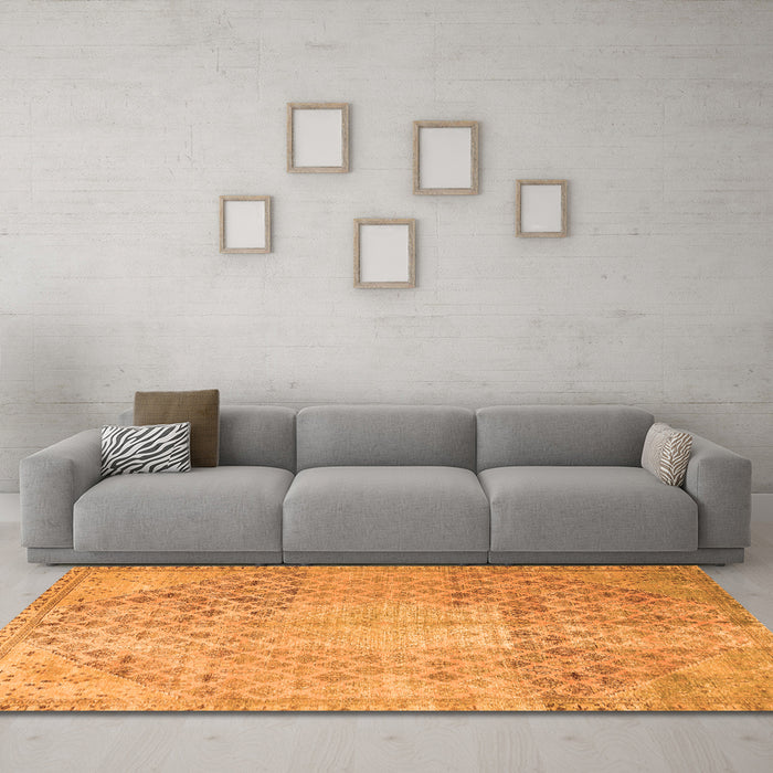 Machine Washable Persian Orange Traditional Area Rugs in a Living Room, wshtr3054org