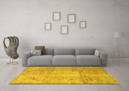 Machine Washable Persian Yellow Traditional Rug in a Living Room, wshtr3054yw