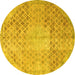 Round Persian Yellow Traditional Rug, tr3054yw