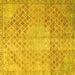 Square Machine Washable Persian Yellow Traditional Rug, wshtr3054yw