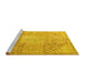 Sideview of Machine Washable Persian Yellow Traditional Rug, wshtr3054yw