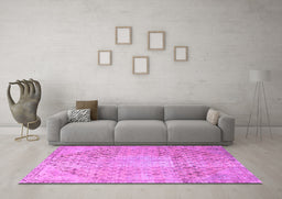 Machine Washable Persian Purple Traditional Area Rugs in a Living Room, wshtr3054pur