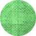 Round Persian Emerald Green Traditional Rug, tr3054emgrn
