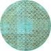 Round Persian Light Blue Traditional Rug, tr3054lblu