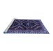 Sideview of Machine Washable Persian Blue Traditional Rug, wshtr3055blu