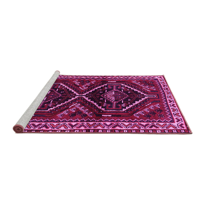 Sideview of Machine Washable Persian Pink Traditional Rug, wshtr3055pnk