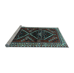 Sideview of Machine Washable Persian Light Blue Traditional Rug, wshtr3055lblu