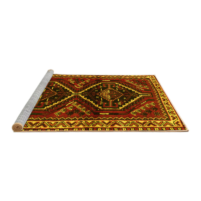Sideview of Machine Washable Persian Yellow Traditional Rug, wshtr3055yw