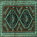 Square Machine Washable Persian Turquoise Traditional Area Rugs, wshtr3055turq