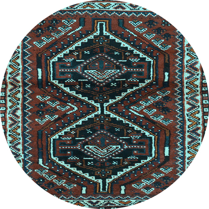 Round Machine Washable Persian Light Blue Traditional Rug, wshtr3055lblu