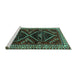 Sideview of Machine Washable Persian Turquoise Traditional Area Rugs, wshtr3055turq