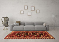 Machine Washable Persian Orange Traditional Rug, wshtr3055org