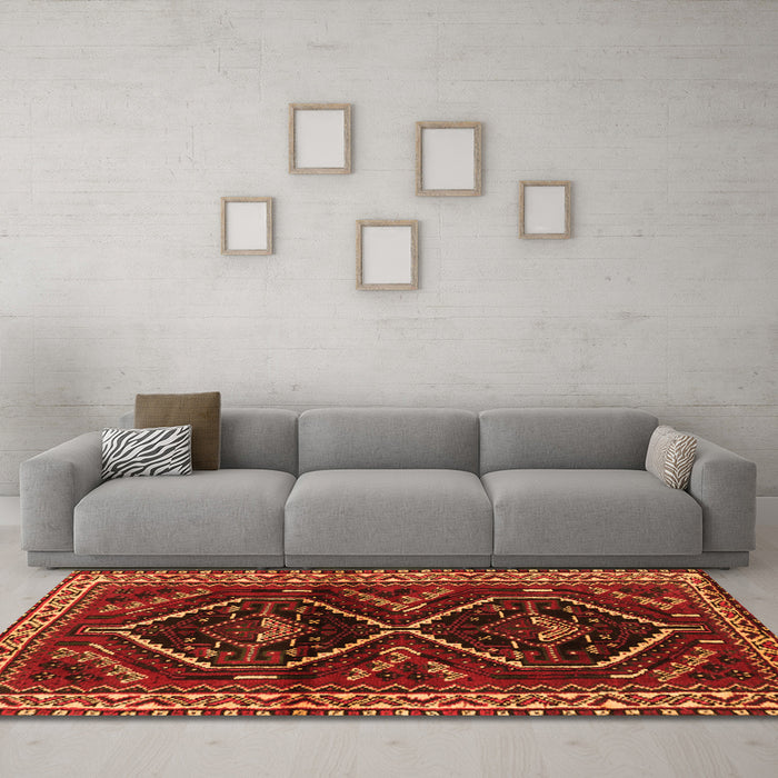 Machine Washable Persian Orange Traditional Area Rugs in a Living Room, wshtr3055org