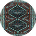 Round Persian Light Blue Traditional Rug, tr3055lblu