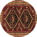 Round Persian Brown Traditional Rug, tr3055brn