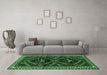 Machine Washable Persian Emerald Green Traditional Area Rugs in a Living Room,, wshtr3055emgrn