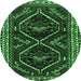 Round Persian Emerald Green Traditional Rug, tr3055emgrn