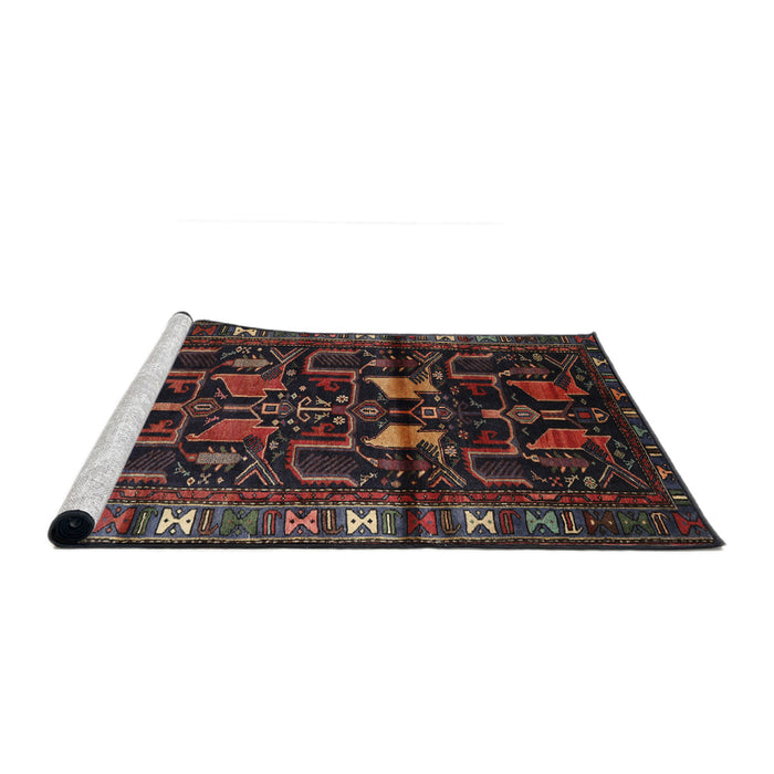 Sideview of Machine Washable Traditional Brown Rug, wshtr3056