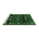 Sideview of Machine Washable Persian Emerald Green Traditional Area Rugs, wshtr3056emgrn