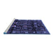 Sideview of Machine Washable Persian Blue Traditional Rug, wshtr3056blu