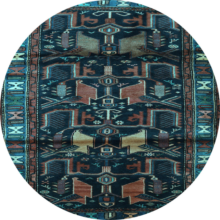 Round Machine Washable Persian Light Blue Traditional Rug, wshtr3056lblu