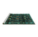 Sideview of Machine Washable Persian Turquoise Traditional Area Rugs, wshtr3056turq