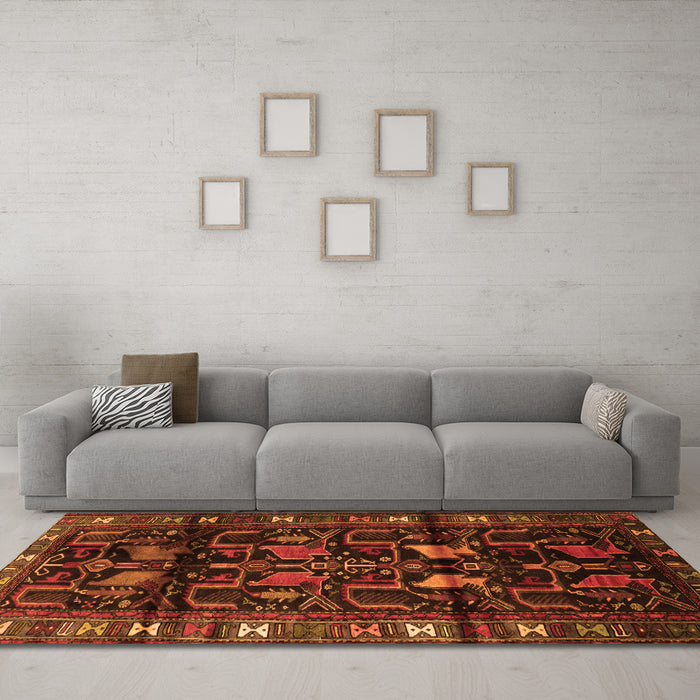 Machine Washable Persian Orange Traditional Area Rugs in a Living Room, wshtr3056org