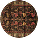 Round Persian Brown Traditional Rug, tr3056brn