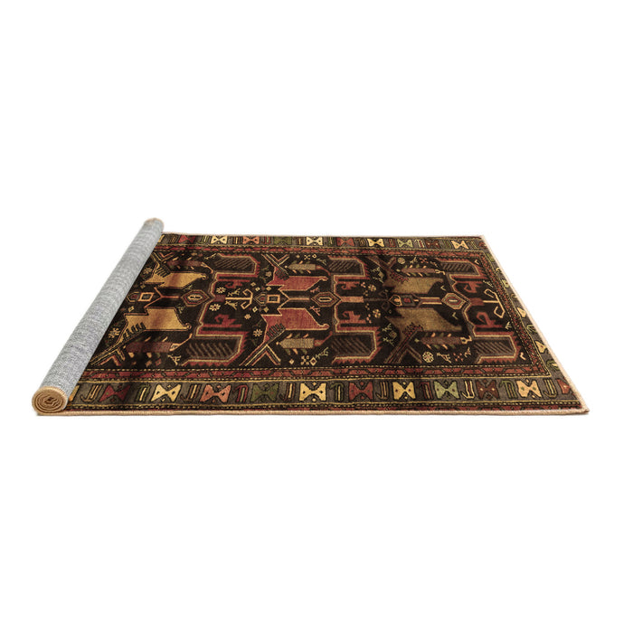 Sideview of Machine Washable Persian Brown Traditional Rug, wshtr3056brn