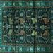 Square Machine Washable Persian Turquoise Traditional Area Rugs, wshtr3056turq