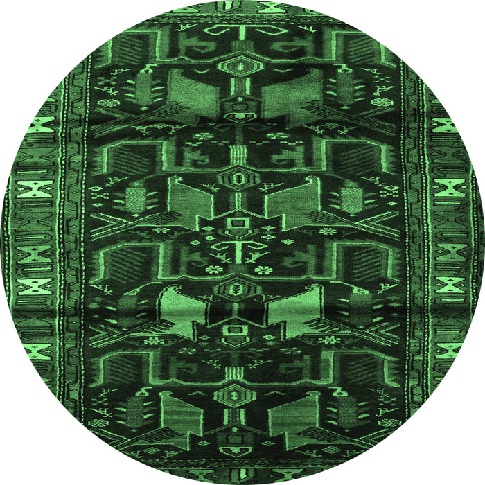 Round Persian Emerald Green Traditional Rug, tr3056emgrn