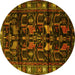 Round Persian Yellow Traditional Rug, tr3056yw