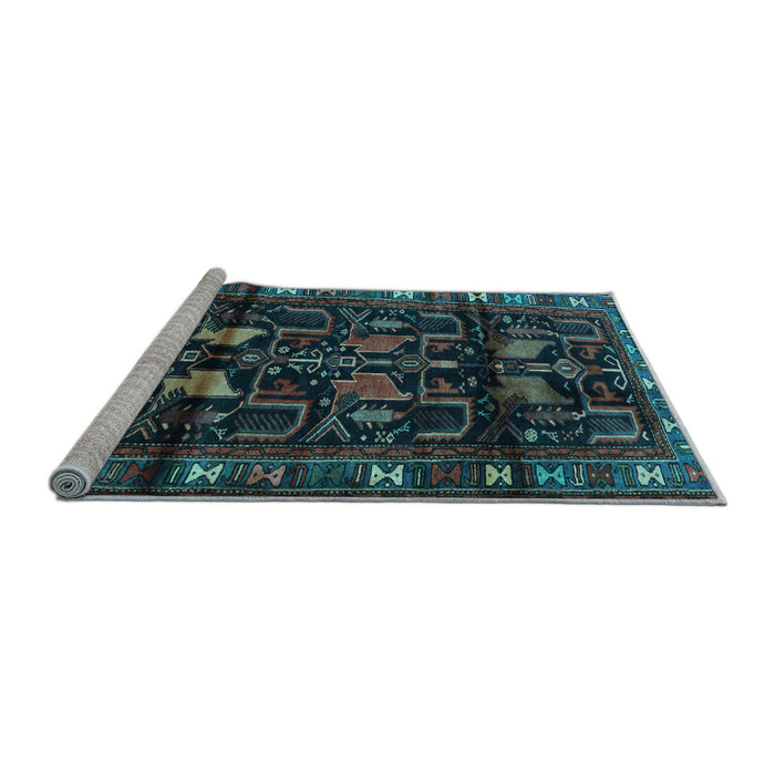 Sideview of Machine Washable Persian Light Blue Traditional Rug, wshtr3056lblu