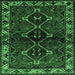 Square Machine Washable Persian Emerald Green Traditional Area Rugs, wshtr3057emgrn