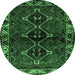 Round Persian Emerald Green Traditional Rug, tr3057emgrn